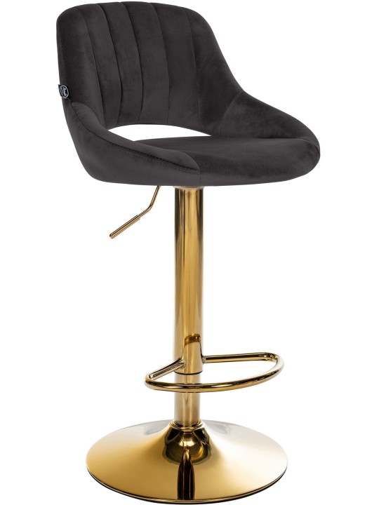 Banco de bar Milet veludo dourado, preto