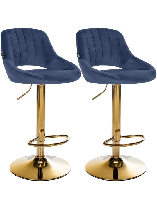 Conjunto de 2 bancos de bar Milet Veludo G, azul
