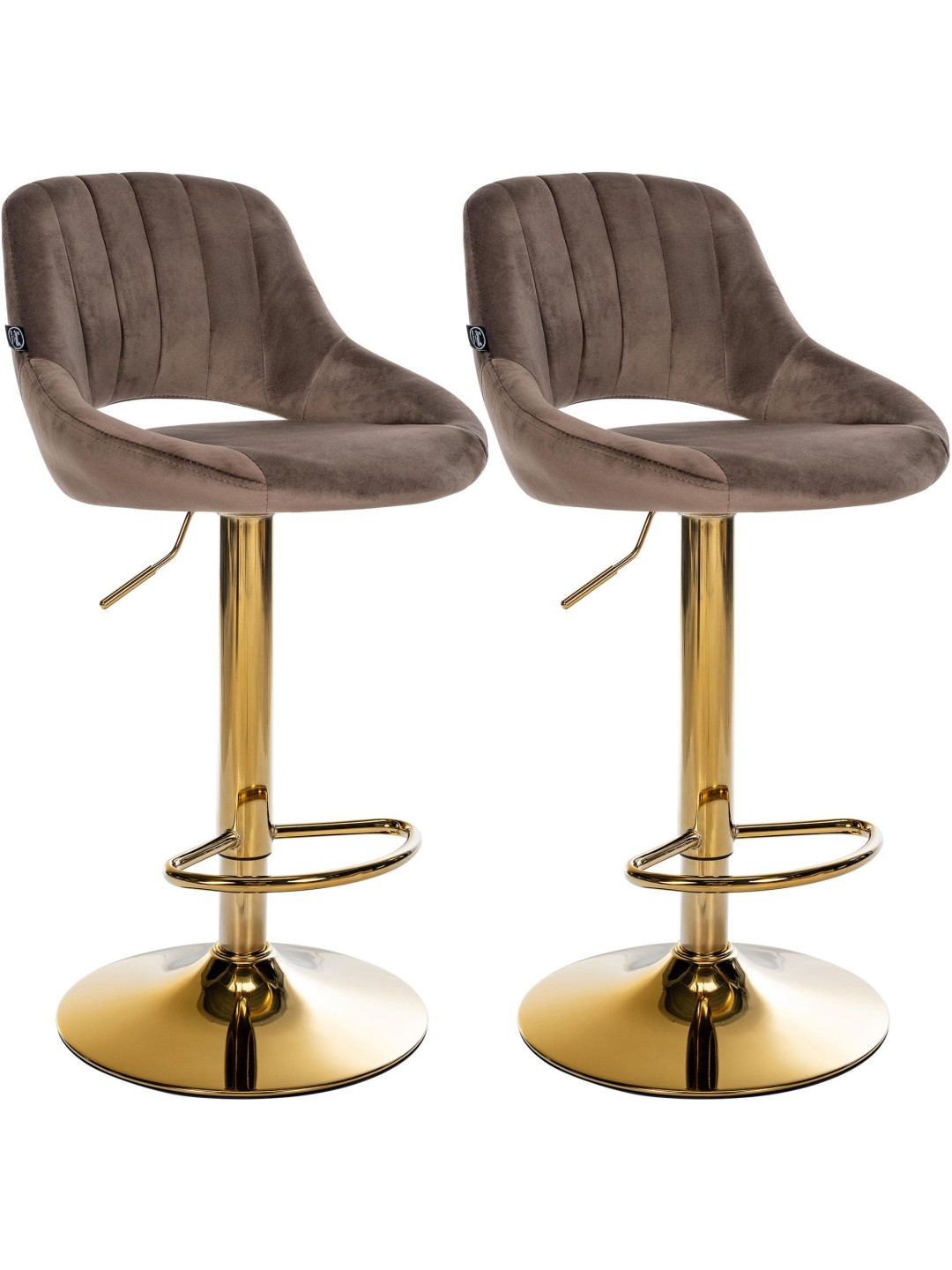 Conjunto de 2 bancos de bar Milet Veludo G, castanho