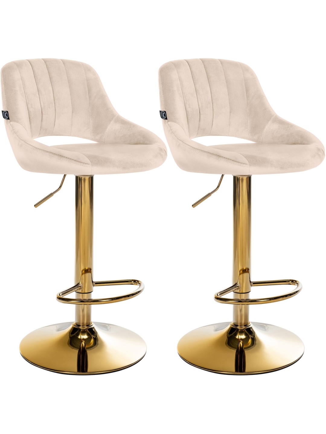 Conjunto de 2 banquetas de bar Milet veludo G, creme