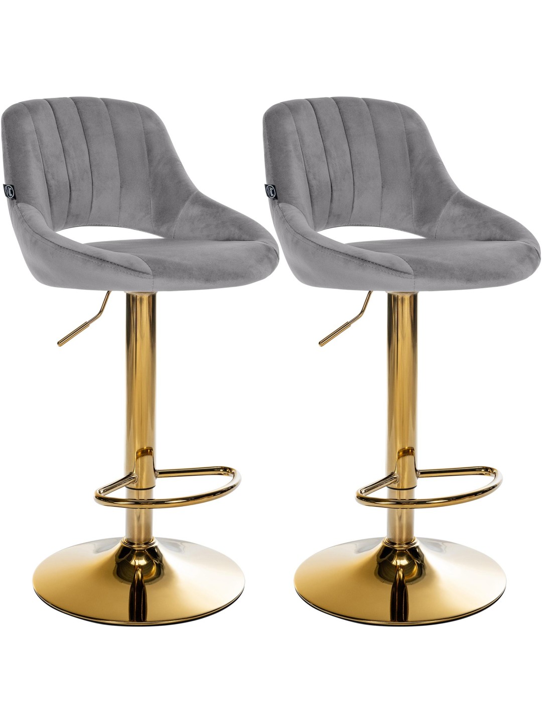 Conjunto de 2 bancos de bar Milet Veludo G, cinzento escuro