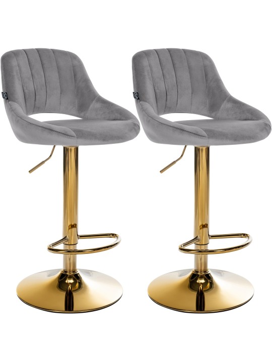 Conjunto de 2 bancos de bar Milet Veludo G, cinzento escuro