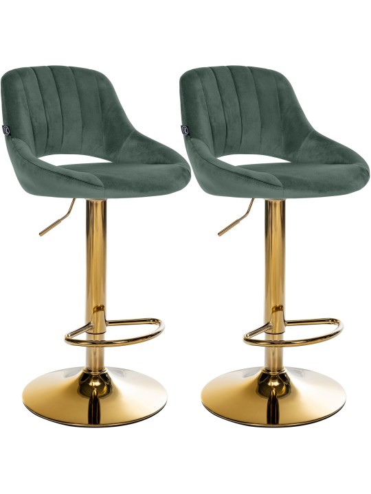 Conjunto de 2 bancos de bar Milet Veludo G, verde