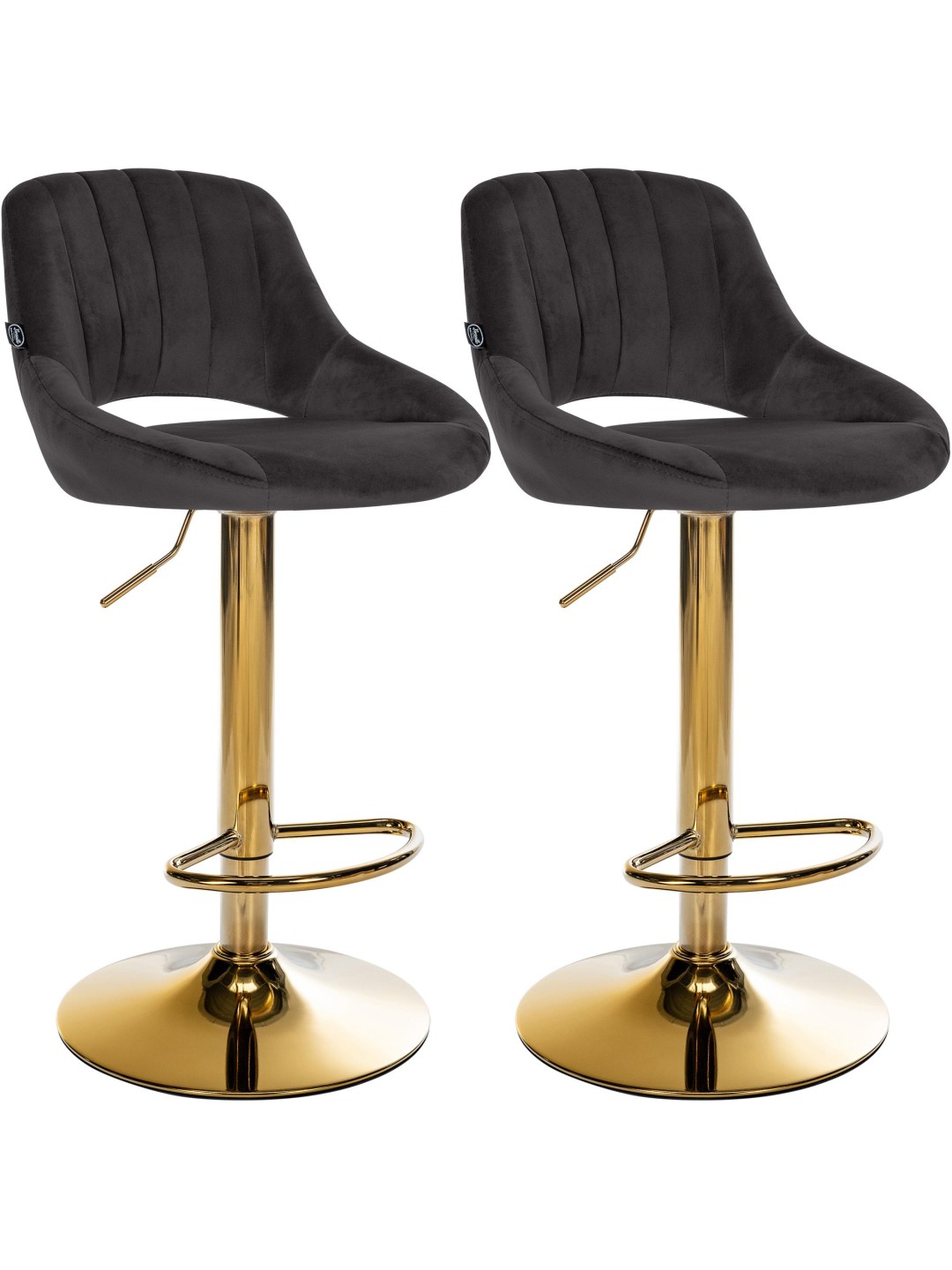 Conjunto de 2 bancos de bar Milet Veludo G, preto