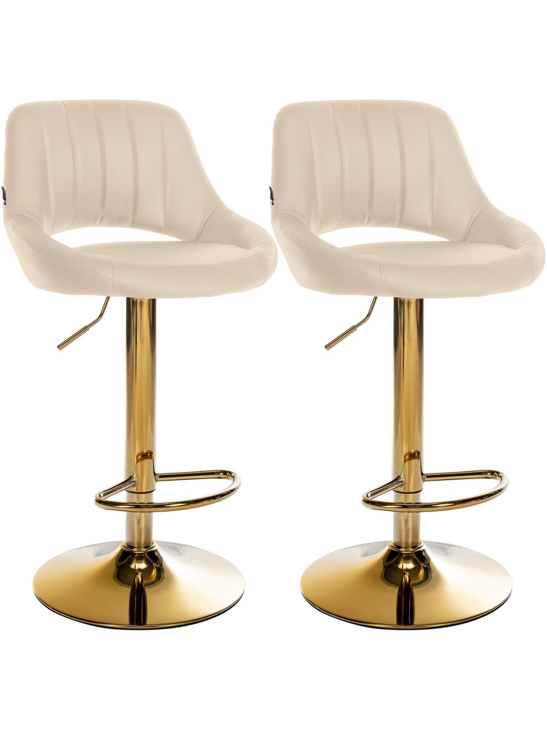 Conjunto de 2 bancos de bar Milet couro sintético G, creme