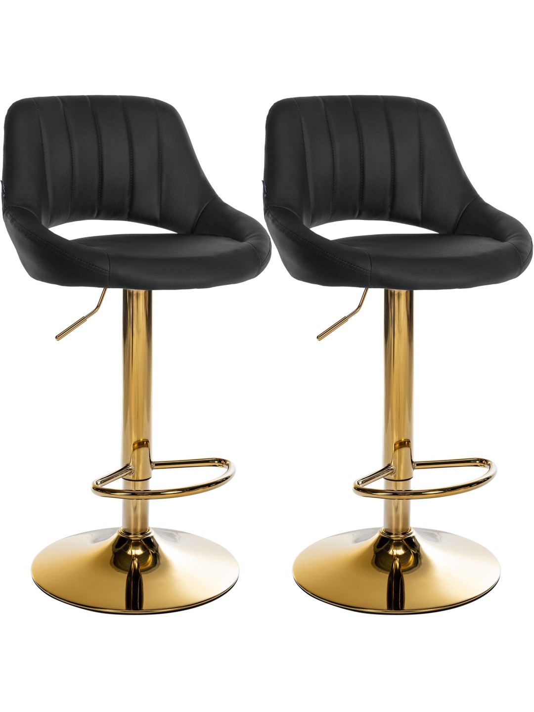 Conjunto de 2 bancos de bar Milet couro sintético G, preto