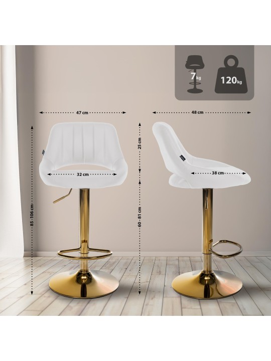 Conjunto de 2 banquetas de bar Milet couro sintético G, branco Conjunto de 2 banquetas de bar Milet couro sintético G, branco
