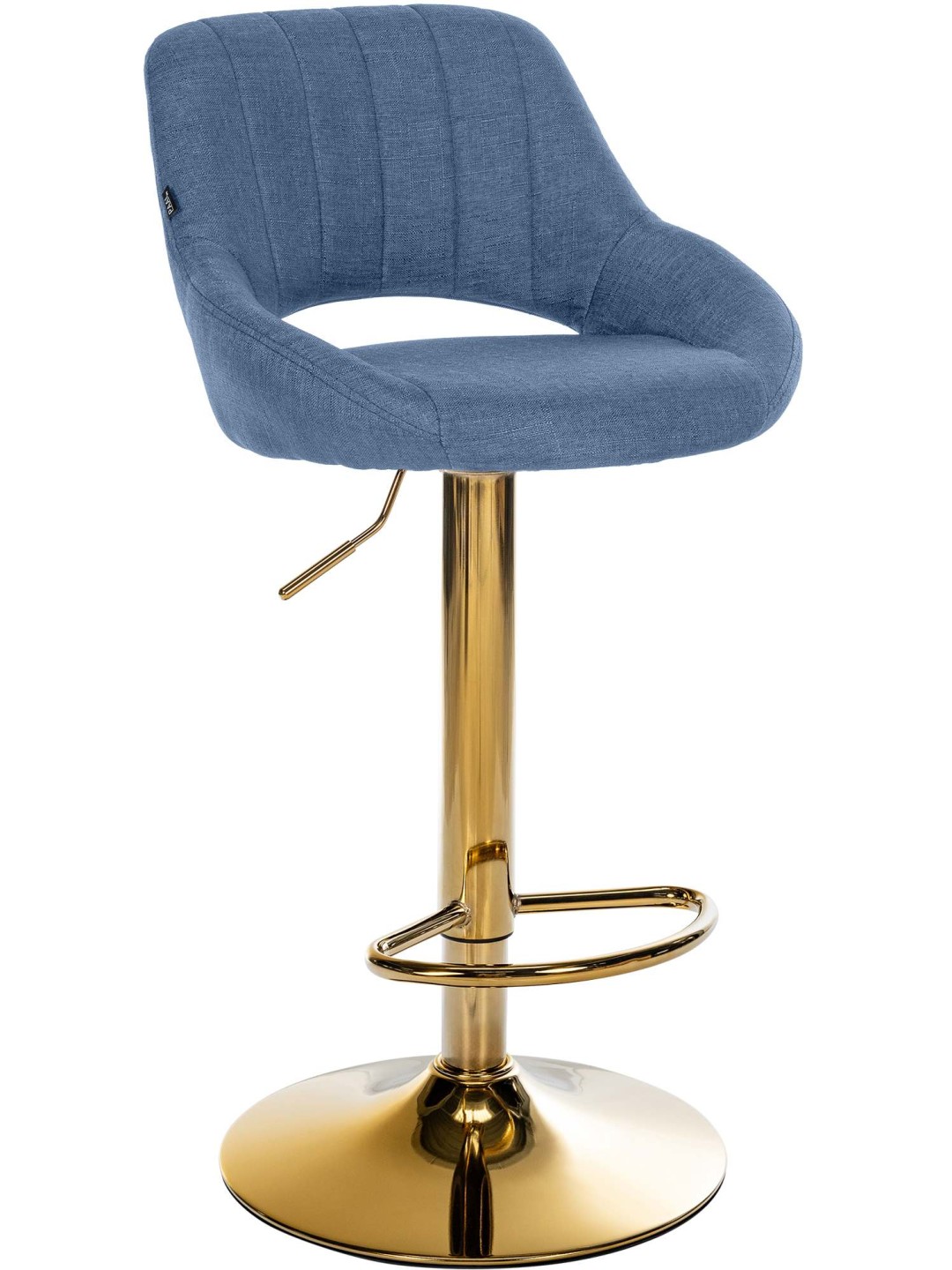 Banqueta de bar Milet tecido dourado, azul