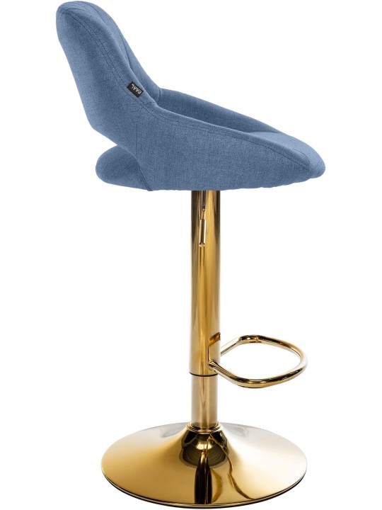 Banqueta de bar Milet tecido dourado, azul