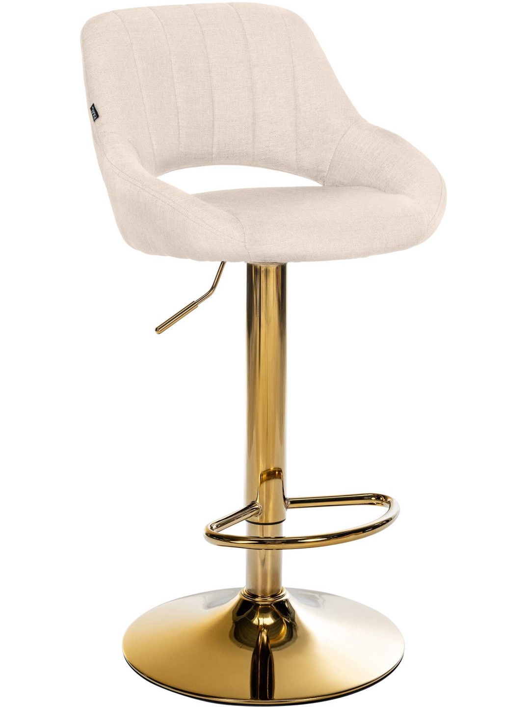 Banqueta de bar Milet tecido dourado, creme