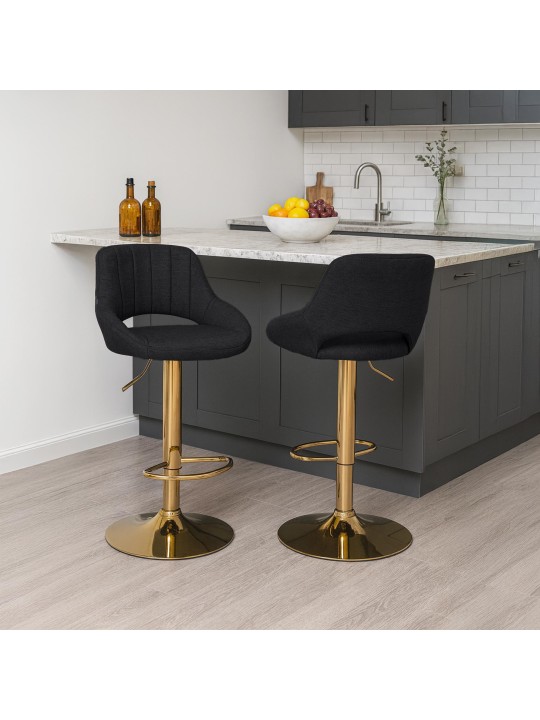Conjunto de 2 bancos de bar Milet tecido G, preto