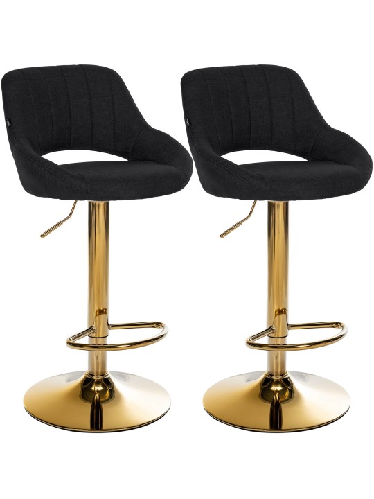 Conjunto de 2 bancos de bar Milet tecido G, preto