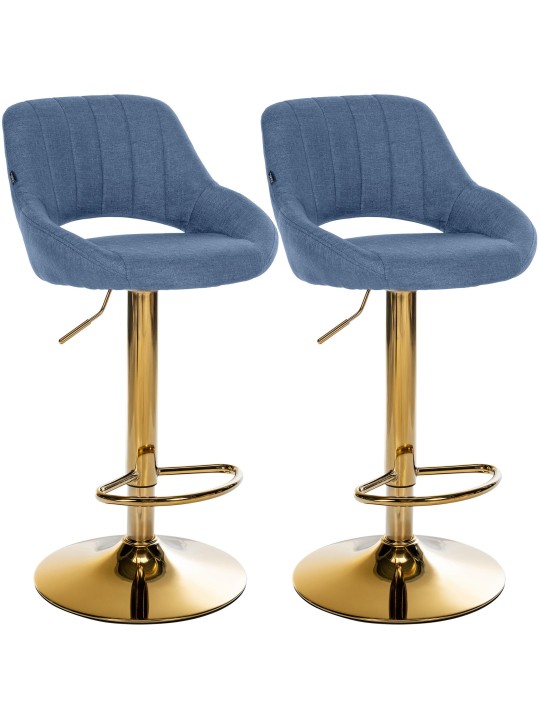 Conjunto de 2 bancos de bar Milet tecido G, azul