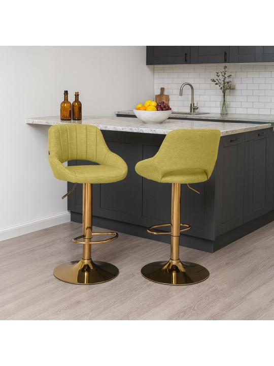 Conjunto de 2 banquetas de bar Milet tecido G, verde