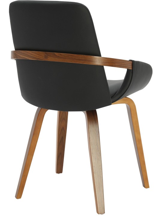 Cadeira de jantar Bertol couro sintético, nogueira/preto