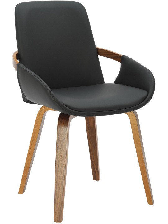 Cadeira de jantar Bertol couro sintético, nogueira/preto