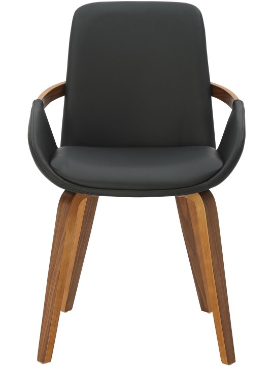 Cadeira de jantar Bertol couro sintético, nogueira/preto