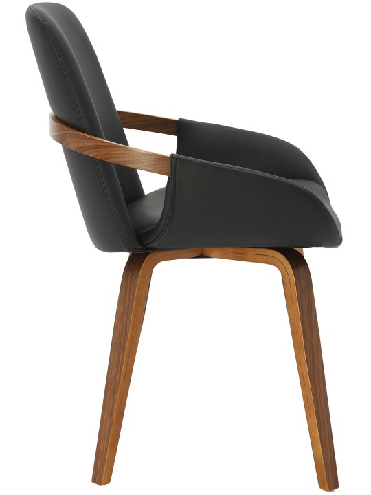 Cadeira de jantar Bertol couro sintético, nogueira/preto