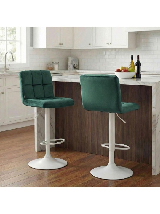 Banqueta de bar Peru veludo branco, verde