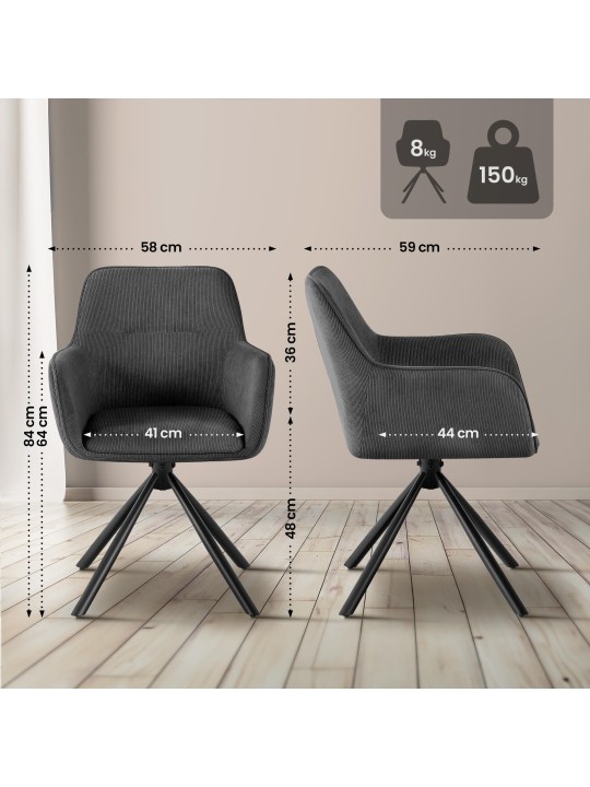 Cadeira Tipton Cord, cinzento