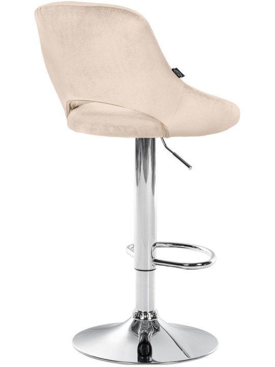 Banqueta alta Milet veludo cromado, creme