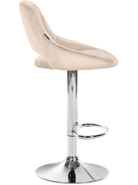 Banqueta alta Milet veludo cromado, creme