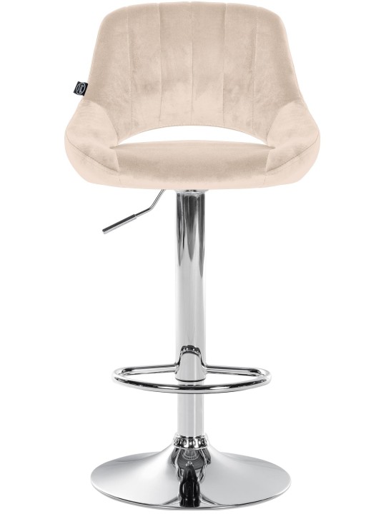 Banqueta alta Milet veludo cromado, creme