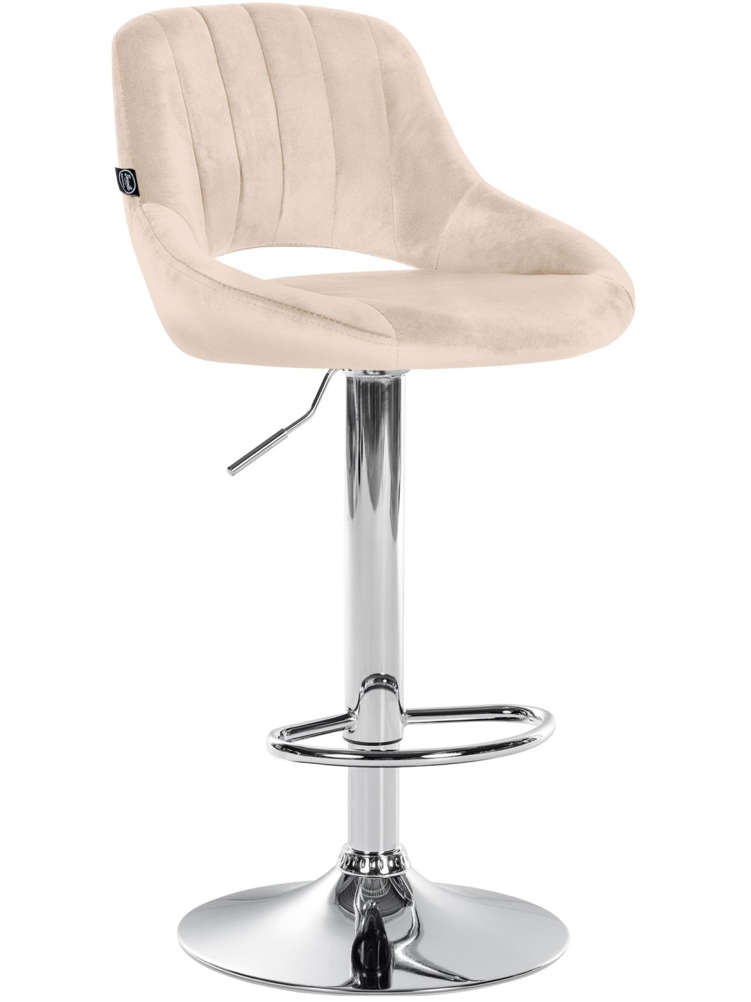 Banqueta alta Milet veludo cromado, creme