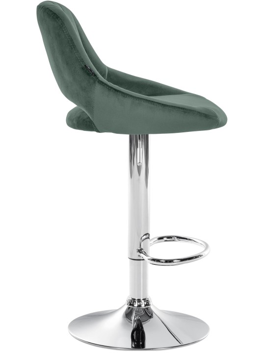 Banqueta alta Milet veludo cromado, verde