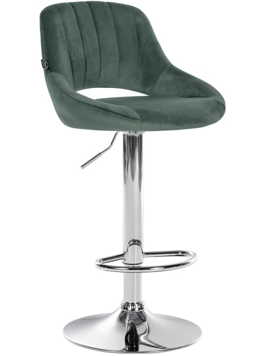 Banqueta alta Milet veludo cromado, verde
