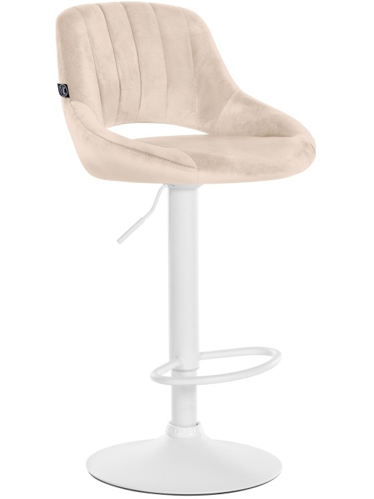 Banqueta alta Milet veludo, creme