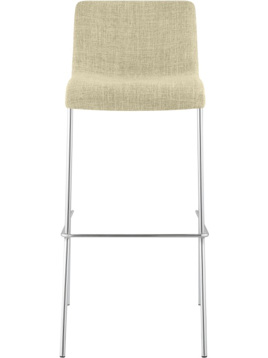 Banqueta alta em tecido Hoover com estrutura de 4 pés cromada, creme