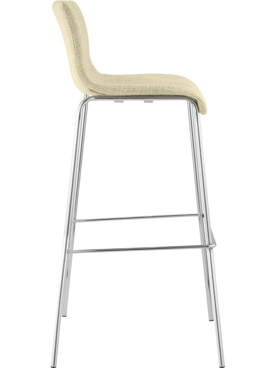 Banqueta alta em tecido Hoover com estrutura de 4 pés cromada, creme