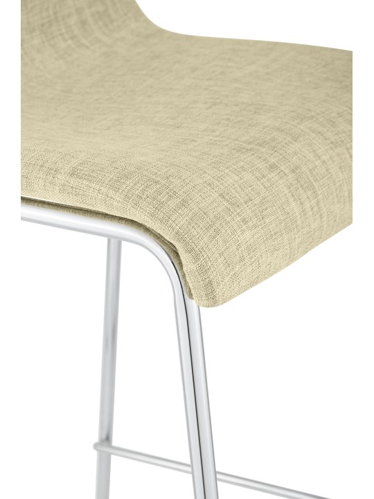 Banqueta alta em tecido Hoover com estrutura de 4 pés cromada, creme