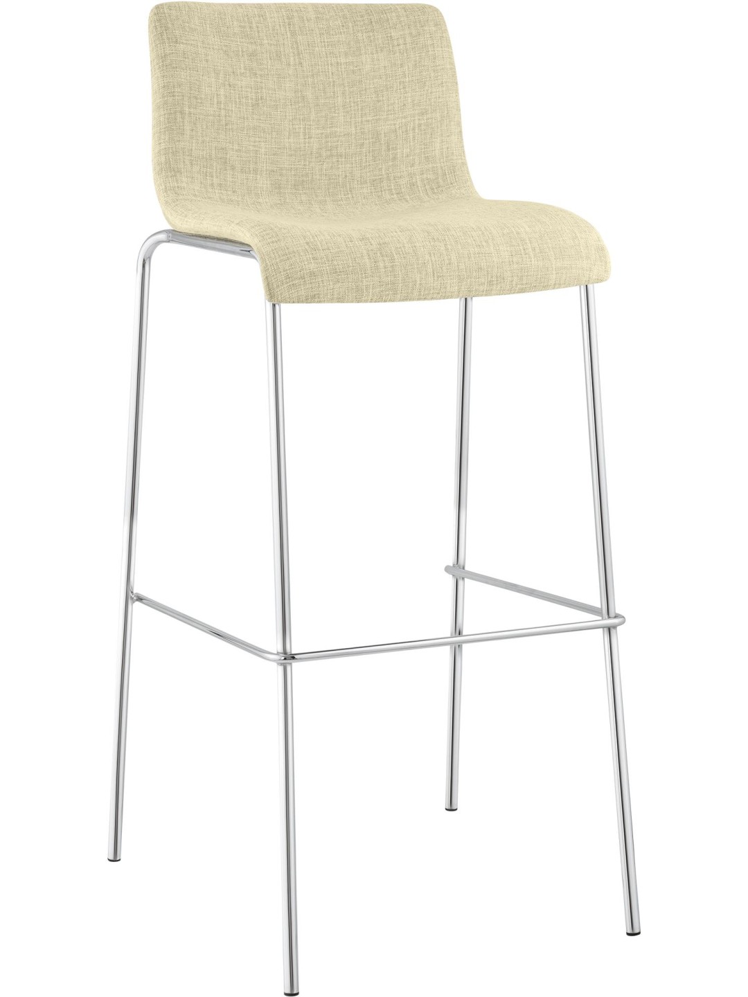 Banqueta alta em tecido Hoover com estrutura de 4 pés cromada, creme