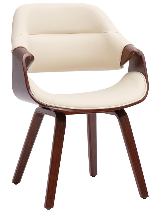 Cadeira de sala de jantar Maira couro sintético, nogueira/creme