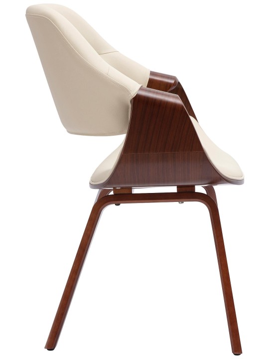 Cadeira de sala de jantar Maira couro sintético, nogueira/creme