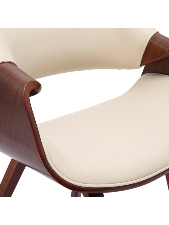 Cadeira de sala de jantar Maira couro sintético, nogueira/creme
