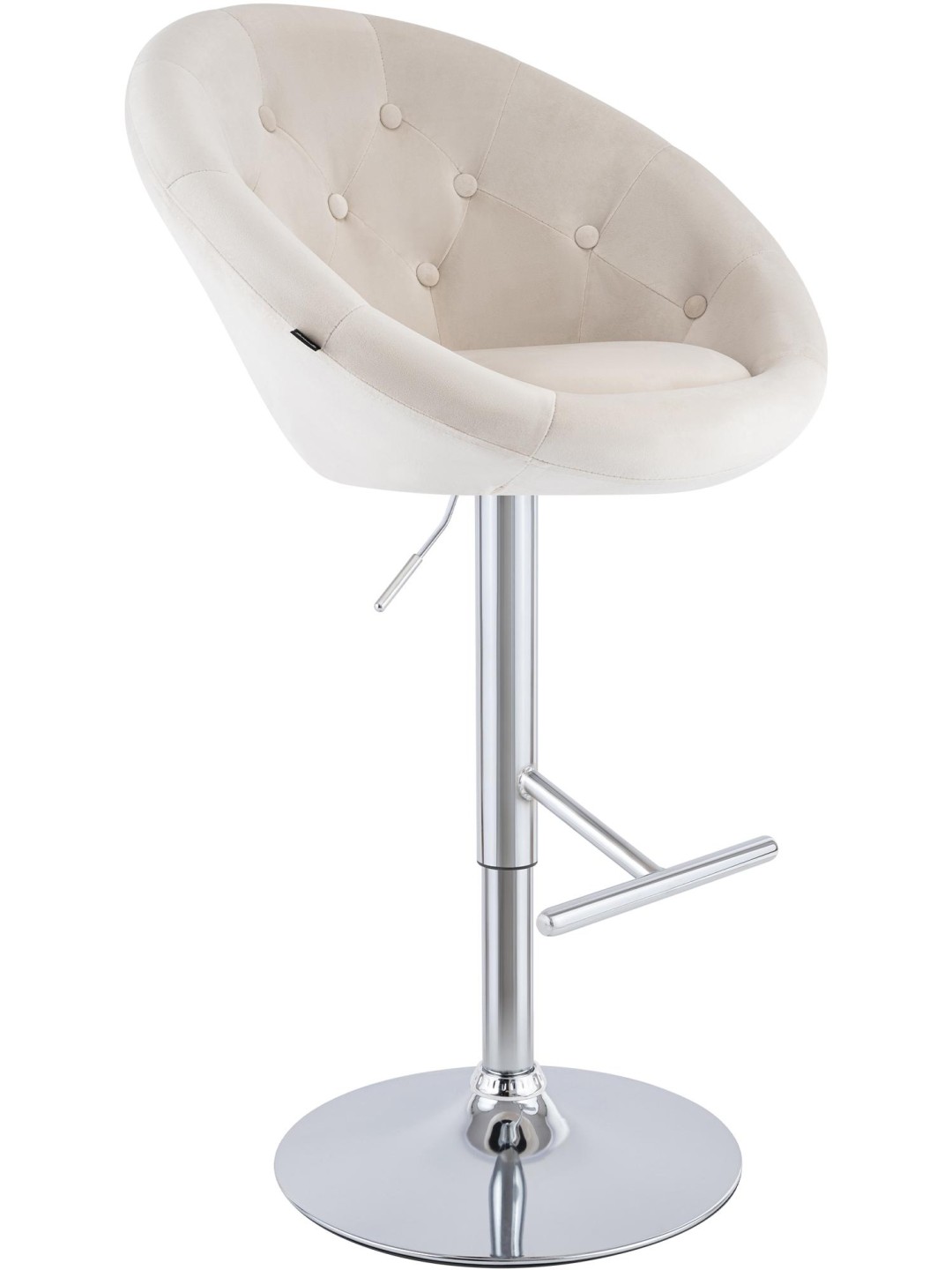 Banco de bar London veludo cromado, creme