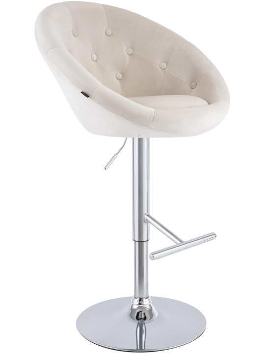 Banco de bar London veludo cromado, creme