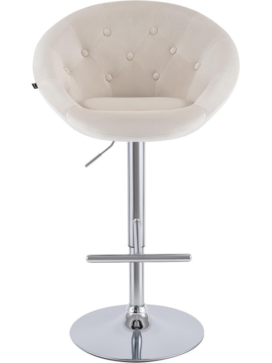 Banco de bar London veludo cromado, creme