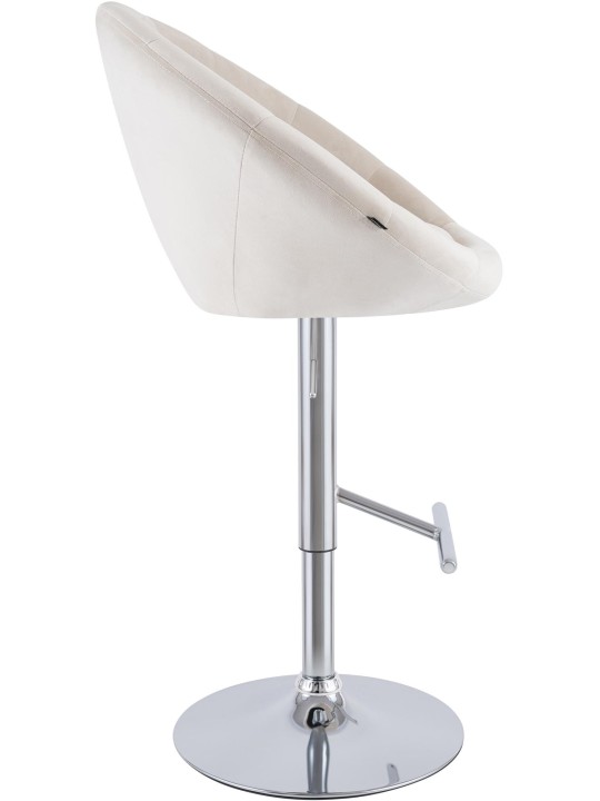 Banco de bar London veludo cromado, creme