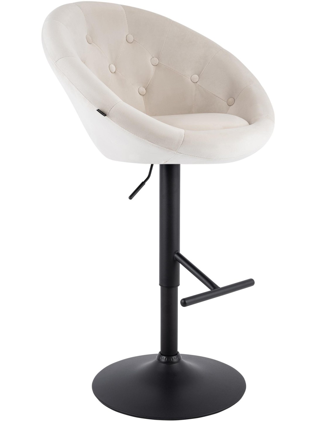 Banco de bar London veludo preto, creme