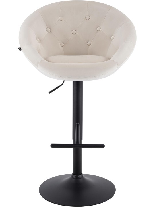 Banco de bar London veludo preto, creme