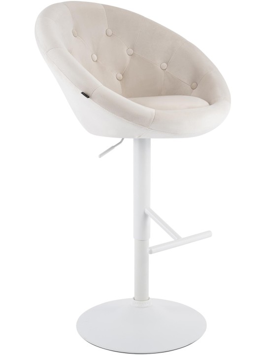 Banco de bar London veludo branco, creme