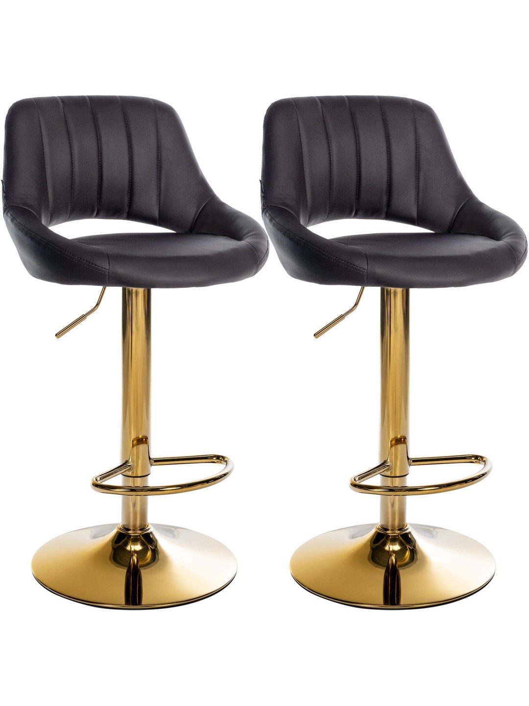 Conjunto de 2 bancos de bar Milet couro sintético G, castanho