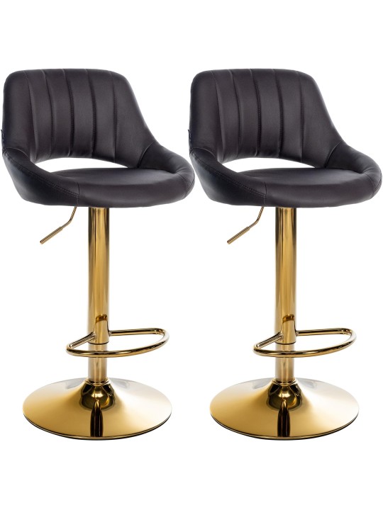 Conjunto de 2 bancos de bar Milet couro sintético G, castanho