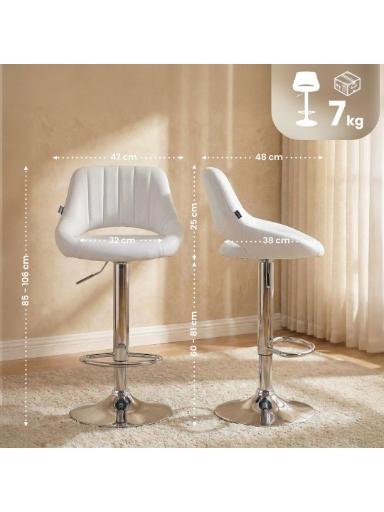 Banqueta alta Milet couro sintético cromado, branco