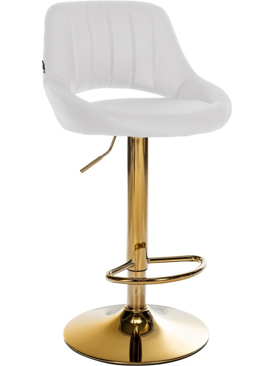 Banqueta de bar Milet couro sintético dourado, branco