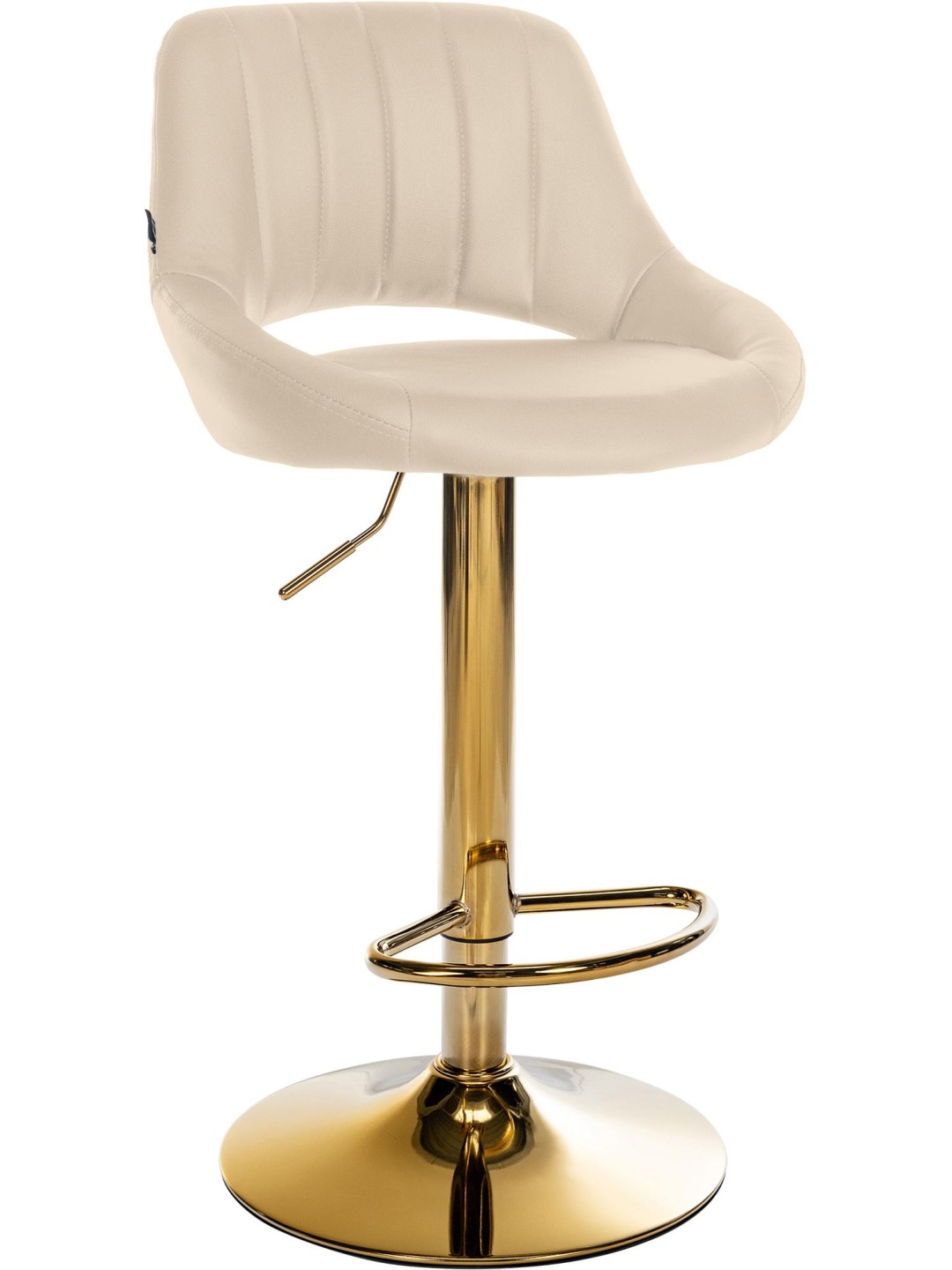 Banqueta de bar Milet couro sintético dourado, creme